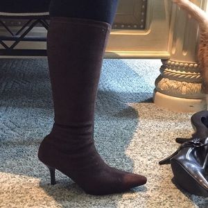 Brown Tall Suede Stretch Boot